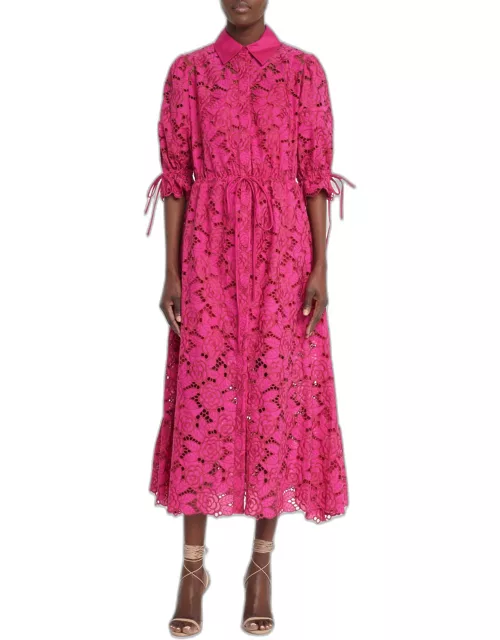 Judy Lace Drawstring Midi Dress with Slip