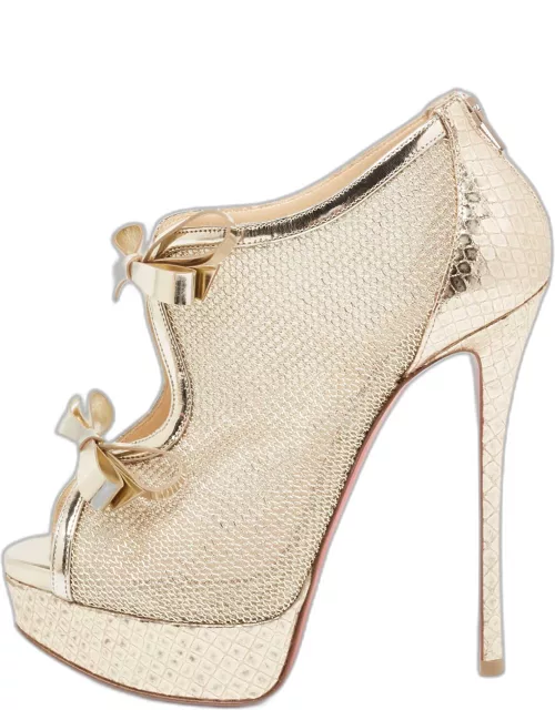 Christian Louboutin Gold Laminated Leather and Mesh Empiralta Bootie