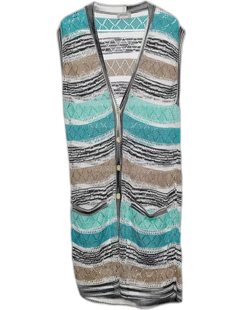 Missoni Sport Multicolor Striped Knit Sleeveless Button Front Cardigan