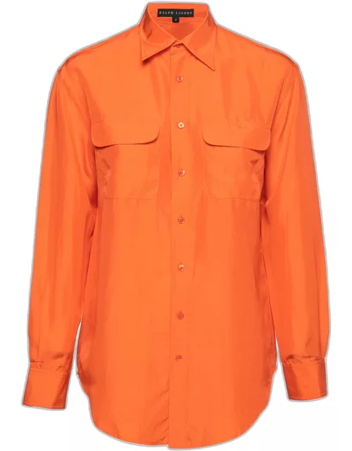 Ralph Lauren Orange Silk Button Front Shirt