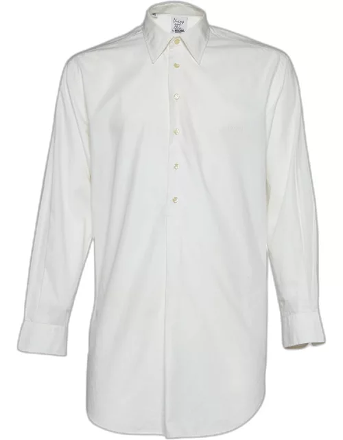 Moschino Cheap and Chic White Cotton Half Placket Dress Shirt