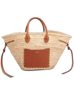Cadix Straw & Leather Tote Bag