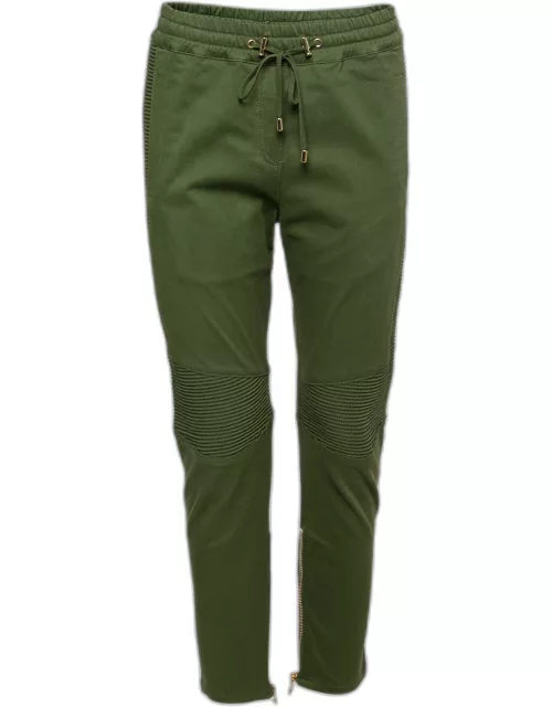 Balmain Green Cotton Drawstring Track Pants