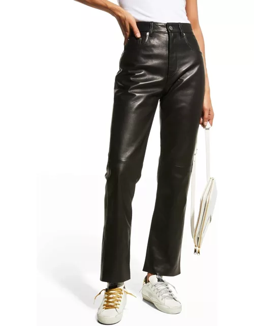 Golden Leather Cropped Flare Pant