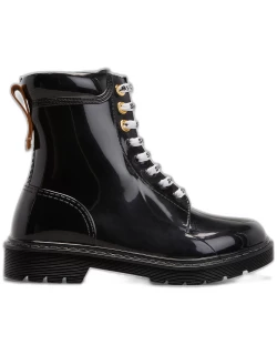 Rubber Lace-Up Rain Boot