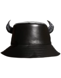 Men's Leather Bucket Hat w/ Horn