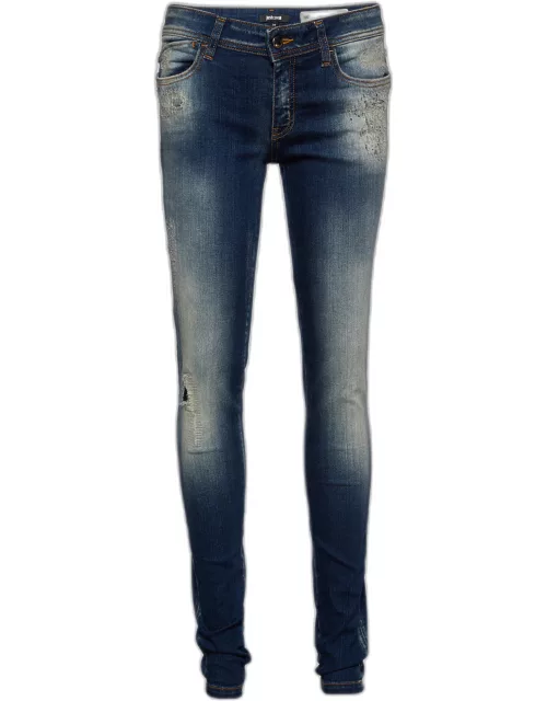 Just Cavalli Denim Skinny Leg Distressed Jeans