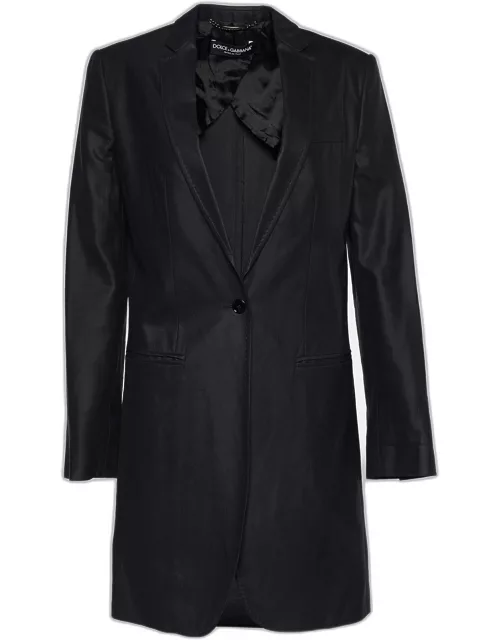 Dolce & Gabbana Black Cotton Mid Length Coat