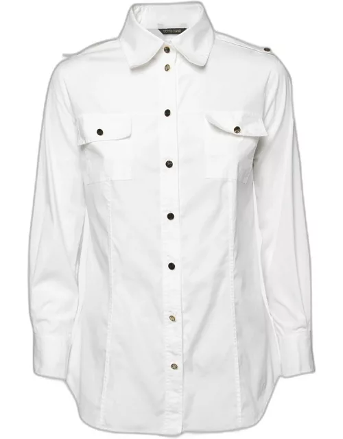 Roberto Cavalli White Cotton Button Front Shirt