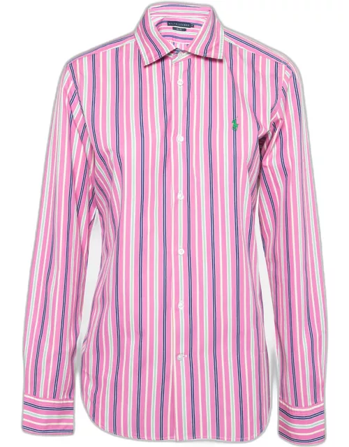 Ralph Lauren Pink Striped Cotton Slim Fit Button Front Shirt