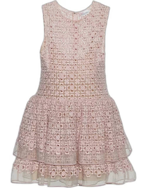 RED Valentino Pink Floral Lace Sleeveless Dress