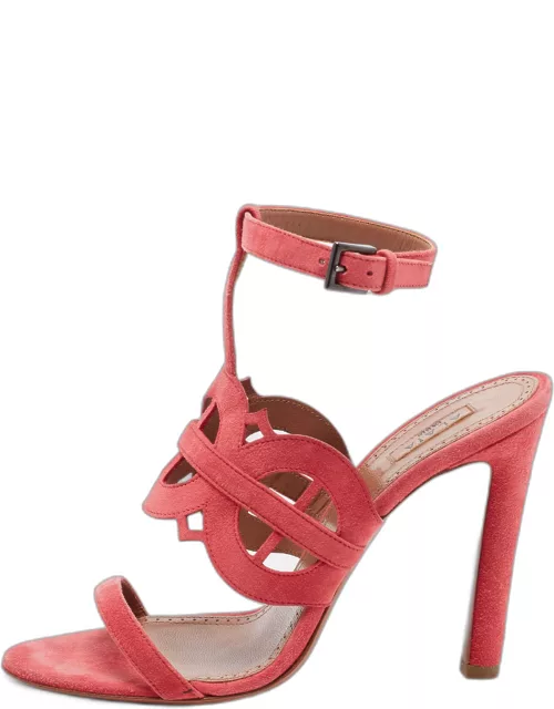 Alaia Pink Suede Cut Out Open Toe Sandal