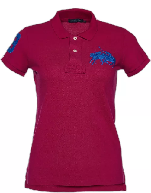 Ralph Lauren Pink Logo Embroidered Cotton Pique Polo T-Shirt