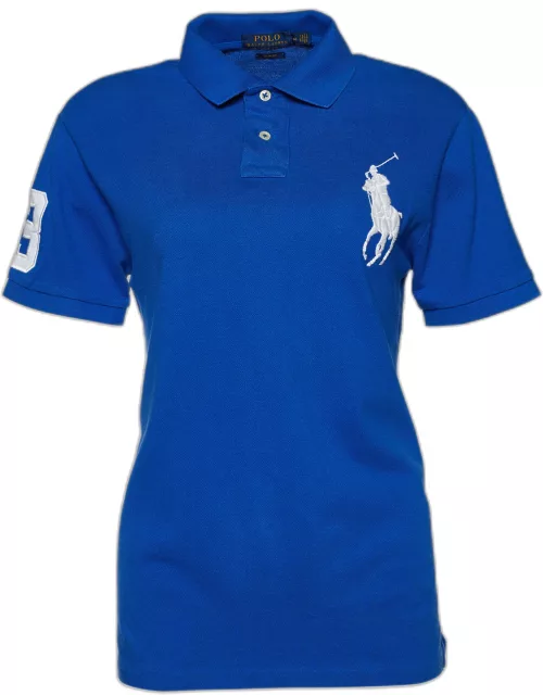 Polo Ralph Lauren Blue Logo Embroidered Cotton Pique Polo T-Shirt