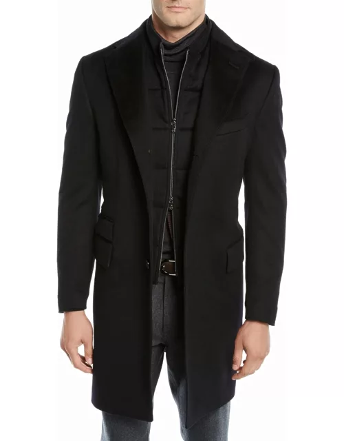 Men's ID Wool Top Coat, Black