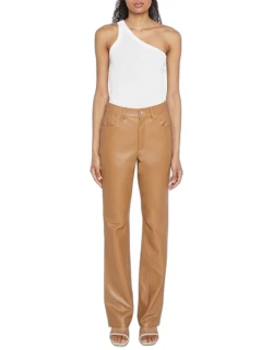 Aster Mid-Rise Leather Bootcut Pant
