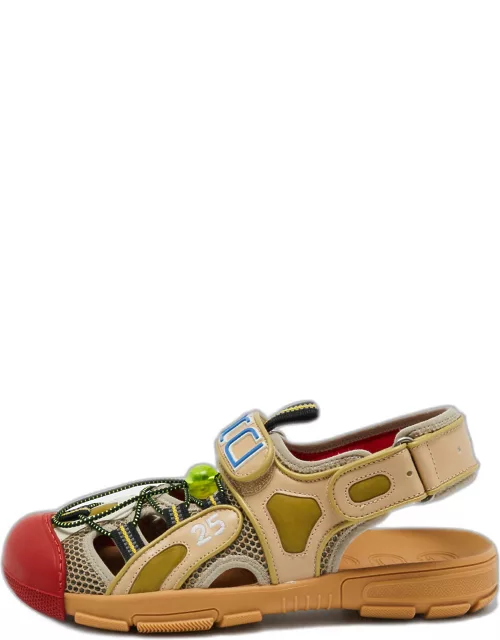 Gucci Multicolor Leather and Rubber Tinsel Colorblock Pattern Sandal