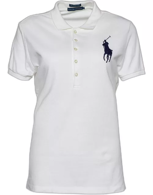 Ralph Lauren White Cotton Pique Polo T-Shirt