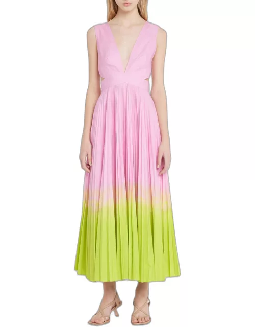 Dip-Dye X Front Dress with Pleated Skirt