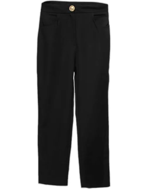 Balmain Black Crepe High-Rise Straight Trouser