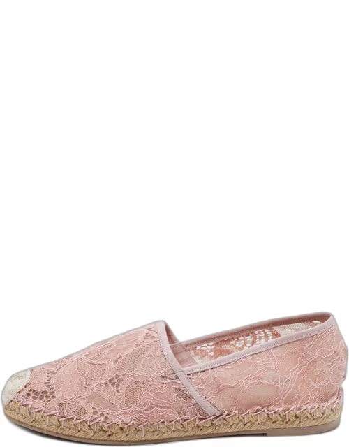 Valentino Pink Lace and Mesh Espadrille Flat
