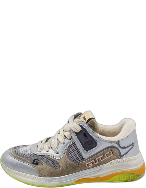 Gucci Silver/Grey Leather and Fabric Ultrapace Sneaker