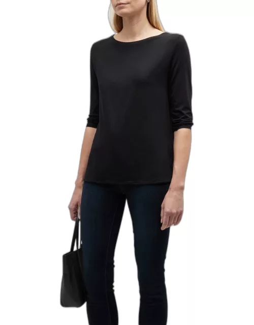Soft Touch 3/4-Sleeve Boat-Neck Top