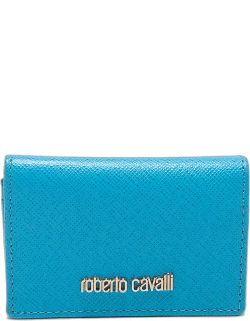 Roberto Cavalli Blue Leather Unisex Compact Wallet