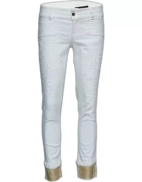 Just Cavalli White Denim Cropped Jeans S Waist 30"