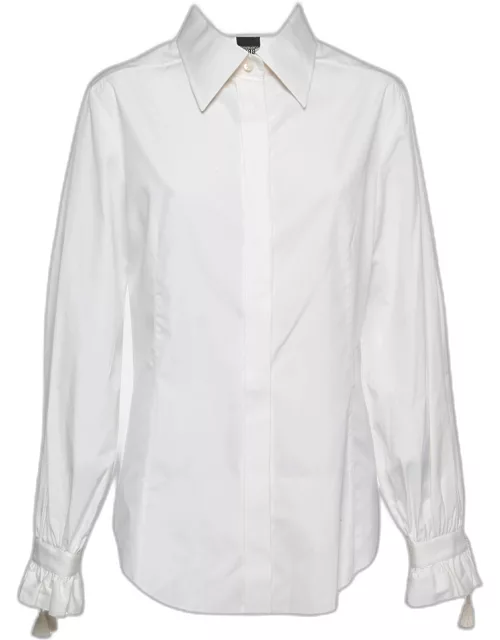 Gianfranco Ferre Off White Cotton Tassel Detail Button Front Shirt