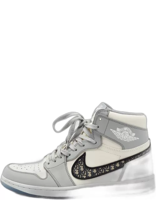 Jordan x Dior Grey/White Leather Air Jordan 1 Retro High Top Sneaker