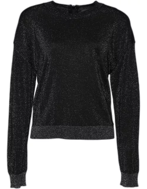Just Cavalli Black Lurex Knit Zip Detail Sweatshirt