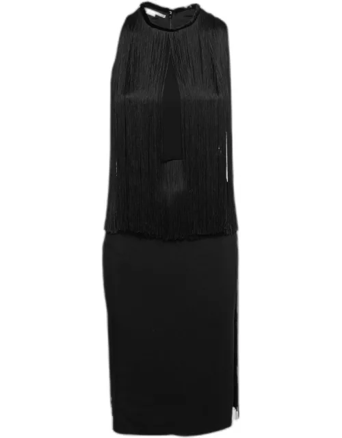 Stella McCartney Black Crepe Fringed Midi Dress