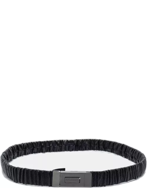 Burberry Black Gathered Leather Slim Waist Belt 90C