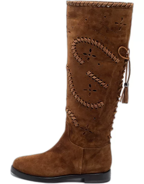 Le Silla Brown Suede Knee Length Boot
