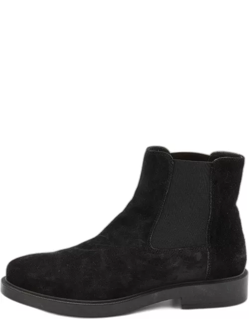 Tod's Black Suede and Elastic Fabric Ankle Boot