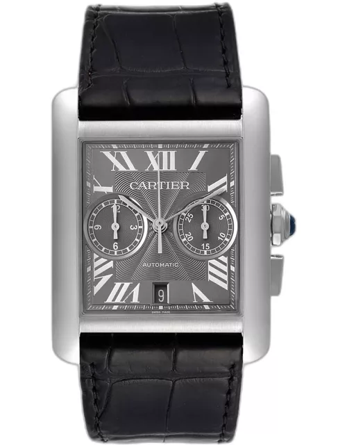 Cartier Grey Stainless Steel Tank MC W5330008 Automatic Men's Wristwatch 34 m