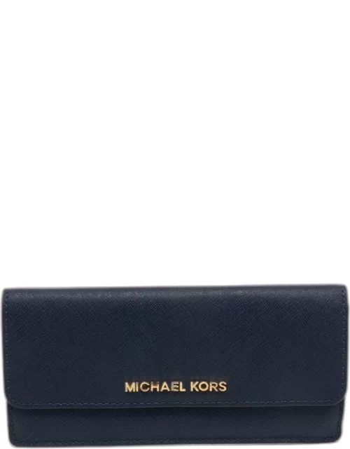 Michael Kors Blue Leather Jet Set Travel Wallet