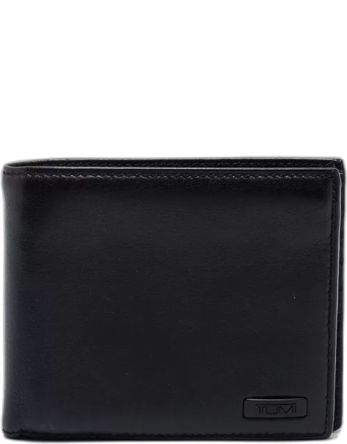 TUMI Black Leather Bifold Compact Wallet