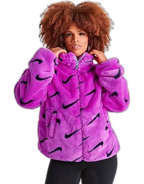 Womens Nike Sportswear Plush Fur All-over Print Jacket