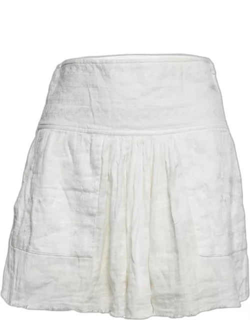 Isabel Marant Etoile White Embroidered Cotton Mini Skirt