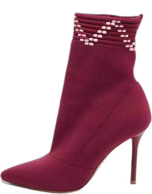 Malone Souliers Plum Knit Fabric Mariah Ankle Boot