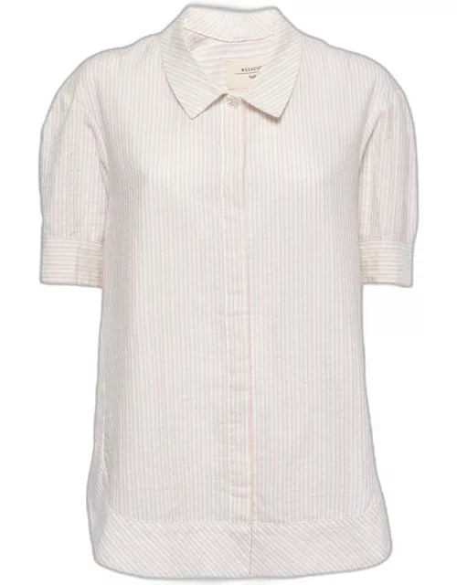 Weekend Max Mara White Striped Cotton Button Front Shirt
