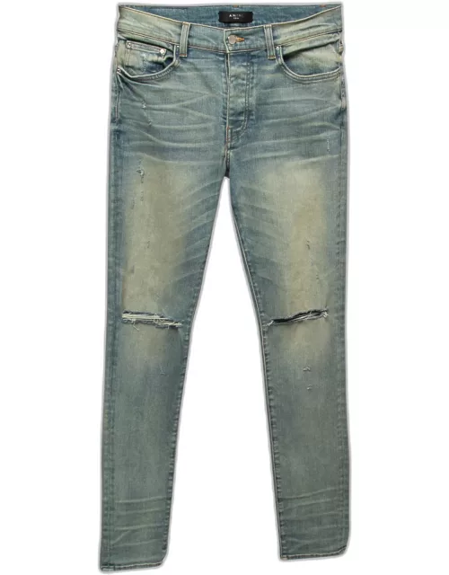 Amiri Grey Distressed Denim Skinny Jeans M Waist 31 Amiri