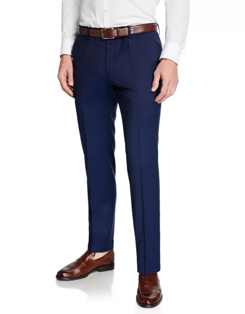 Men's Genesis Slim-Fit Wool Trousers, Dark Blue