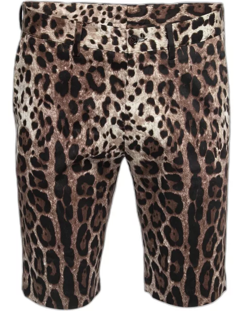 Dolce & Gabbana Brown Leopard Print Cotton Bermuda Shorts