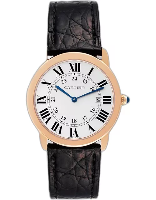 Cartier Silver 18k Rose Gold Tank Solo W6701008 Quartz Men's Wristwatch 36 m