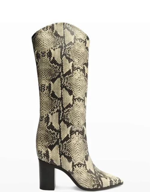 Analeah Snake-Print Leather Tall Boot