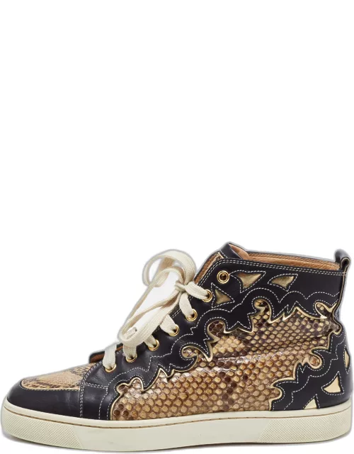 Christian Louboutin Tricolor Leather and Python Rantus Orlato High Top Sneaker