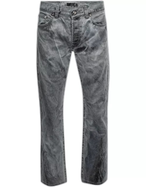 Just Cavalli Grey Distressed Painted Denim Jeans XL Waist 36"